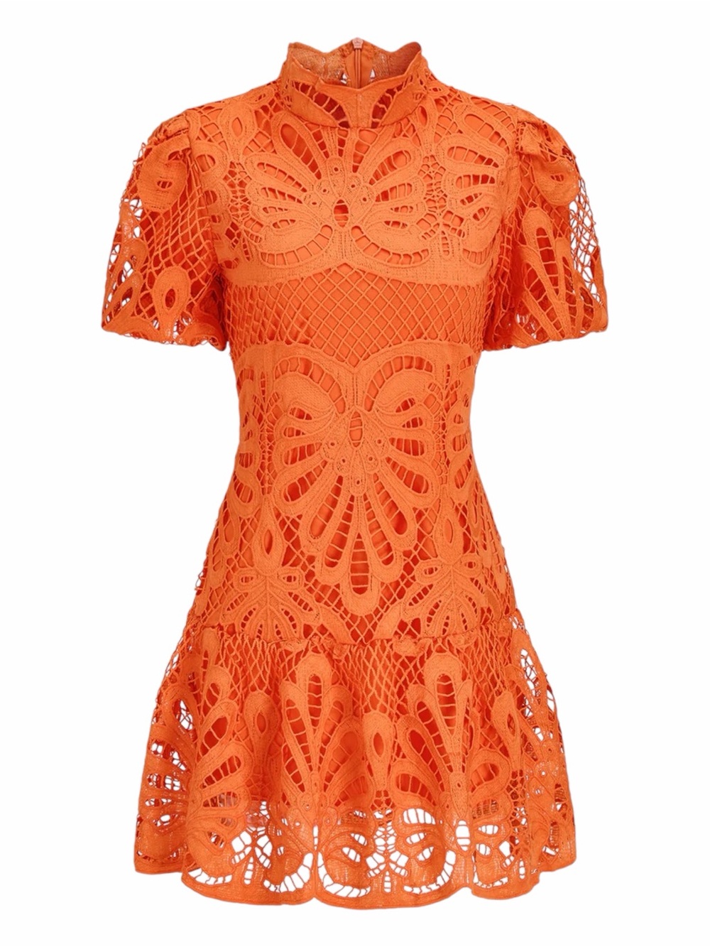 Commense Orange Guipure Lace Cotton Mini Dress Small NWT